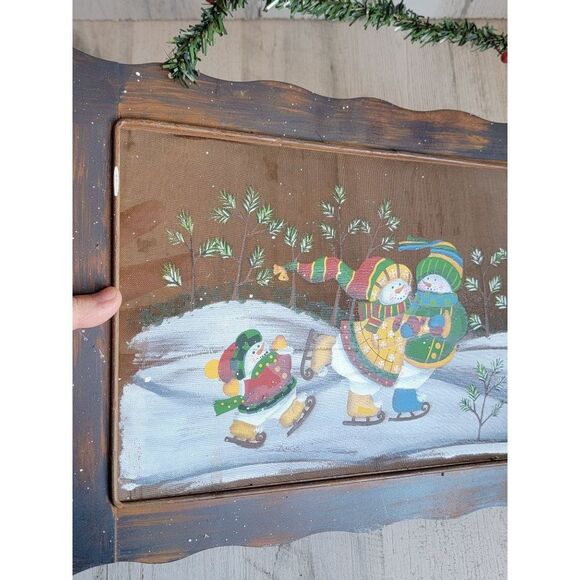 Metal snowman family ice skating picture frame Xmas wall decor - Picture 6 of 11